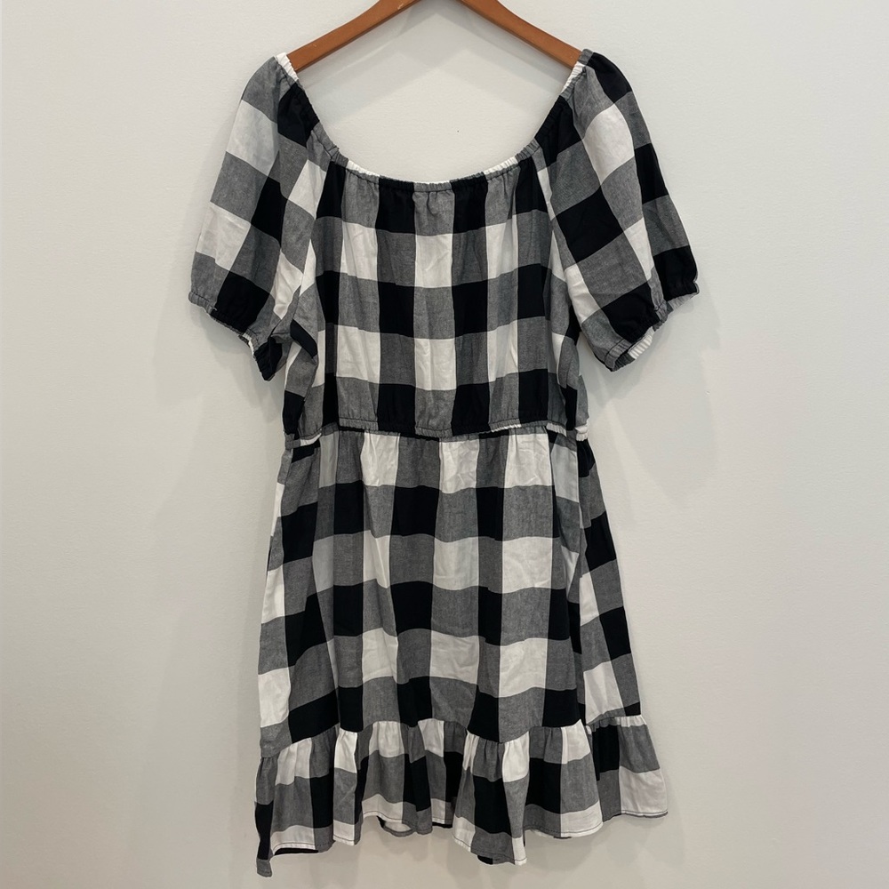 Cato Woman’s Summer Mini Plaid Puffer Sleeves Dress Size XL